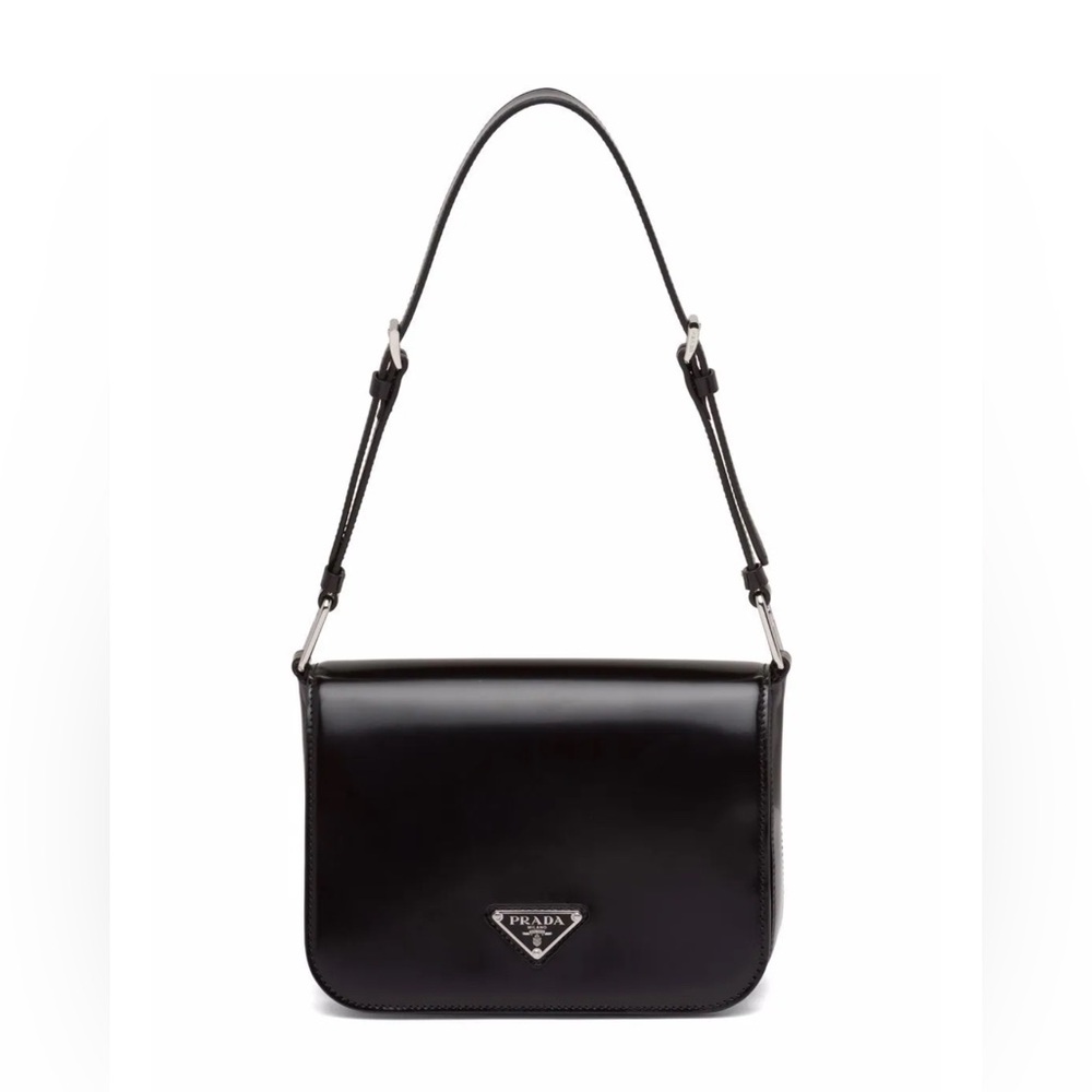 Authentic Prada Black Brushed Leather Shoulderbag… - image 2